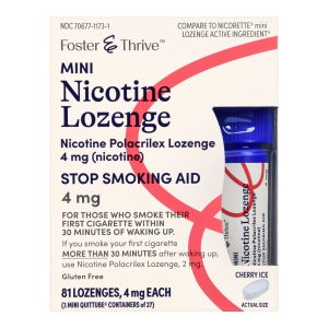 MCKESSON BRAND Foster & Thrive™ Mini Nicotine Polacrilex Lozenges 4 mg (Nicotine) Cherry Ice 70677117301