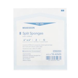 MCKESSON BRAND McKesson IV/Drain Split Dressing, 4 x 4 Inch, 6-Ply 16-42426