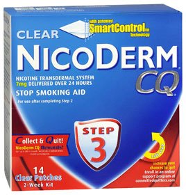 GLAXO CONSUMER PRODUCTS Nicoderm CQ® Nicotine Transdermal System Clear Patches Step 3 7 mg 00135019602