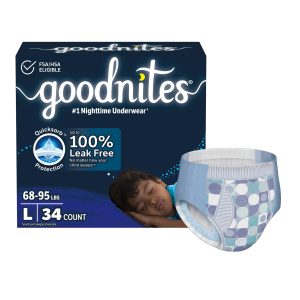 KIMBERLY CLARK Goodnites® Heavy Absorbency Nighttime Underwear, Large for Boys 68 – 95 lbs. 53359