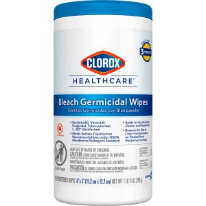 THE CLOROX COMPANY Clorox Healthcare® Bleach Germicidal Wipes, Canister, 150 ct. 30577