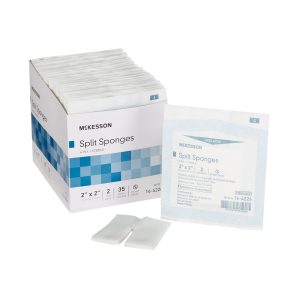 MCKESSON BRAND McKesson IV/Drain Split Dressing, 2 x 2 Inch, Six Ply 16-4226
