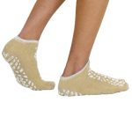 THE PILLOW FACTORY DIVISION Terry Treads® Slipper Socks, Large, Beige 46012-LAR