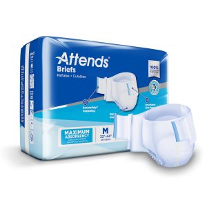 ATTENDS HEALTHCARE PRODUCTS Attends® Briefs, Adult, Medium, Heavy Absorbency, Disposable, White DDA20