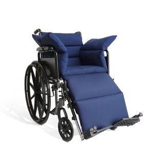 NEW YORK ORTHOPEDIC NYOrtho Wheelchair Overlay Cushion, 17 in. W x 54 in. D, Fiber, Dark Blue 9520XL