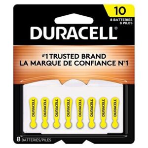 Duracell® Zinc Air Battery for Hearing Aids, 1.4 volt, Yellow Size, Eight Pack DA10B8