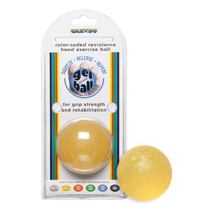 FABRICATION ENTERPRISES CanDo® Standard Gel Squeeze Ball, Yellow, Extra Light 10-1491