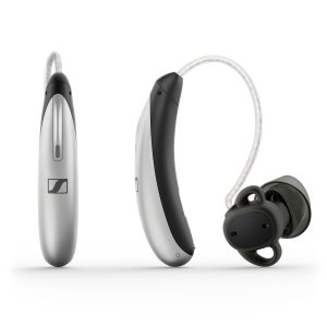 SONOVA CONSUMER HEARING USA LLC Sennheiser All-Day Clear Slim OTC Hearing Aid, Silver / Black 051-5047-AB