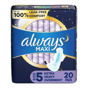 PROCTER & GAMBLE Always® Maxi Extra Heavy Overnight Pads with Wings, Size 5 03700017902