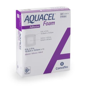 CONVATEC Aquacel® Silicone Adhesive with Border Silicone Foam Dressing, 5 x 5 Inch 420619