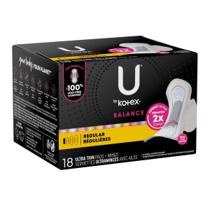 KIMBERLY CLARK U by Kotex® Balance Ultra Thin Charcoal Pads with Wings, Regular 54898