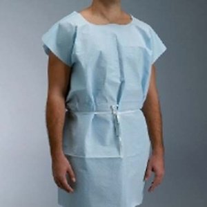 GRAHAM MEDICAL PRODUCTS Graham Medical Patient Exam Gown, Medium/Large, Blue 70231N