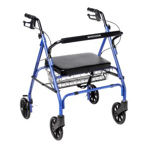 MCKESSON BRAND McKesson Bariatric Blue Folding Steel Four-Wheel Rollator 146-10215BL-1