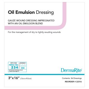 SION BRANDS LLC DermaRite® Oil Emulsion Wound Dressing, 3 x 16 Inch 22316