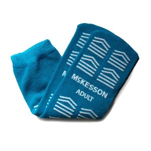 MCKESSON BRAND McKesson Slipper Socks, Double Tread, Adult, Teal 16-A-3828-D