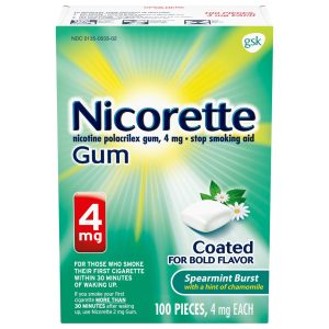 GLAXO CONSUMER PRODUCTS Nicorette Stop Smoking Aid Gum 4 mg Spearmint Burst with a Hint of Chamomile 00135053302