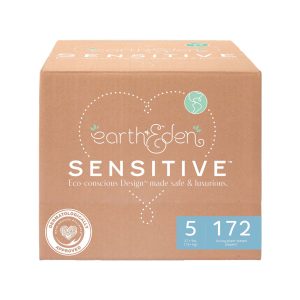 FIRST QUALITY PRODUCTS LLC Earth & Eden Sensitive Baby Diapers, Size 5 for Babies Weighing up to 27 lbs. 10008049
