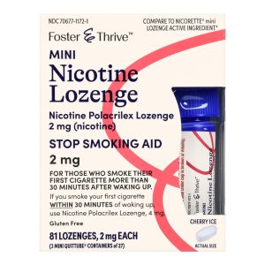 MCKESSON BRAND Foster & Thrive™ Mini Nicotine Polacrilex Lozenges 2 mg (Nicotine) Cherry Ice 70677117201