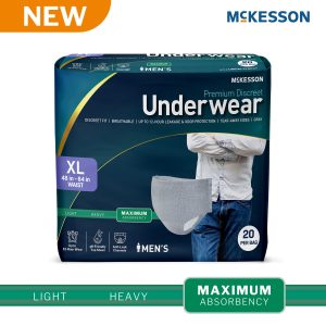 MCKESSON BRAND McKesson Premium Discreet Underwear for Men, Maximum Absorbency, Extra Large UWDM-XLGRAY