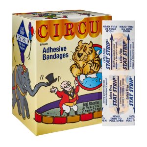 DUKAL American® White Cross Stat Strip® Circus Kid Design Adhesive Strip, ¾ x 3 Inch 15600