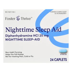 MCKESSON BRAND Foster & Thrive™ Nighttime Sleep-Aid Diphenhydramine HCl 25 mg Caplets 70677112801