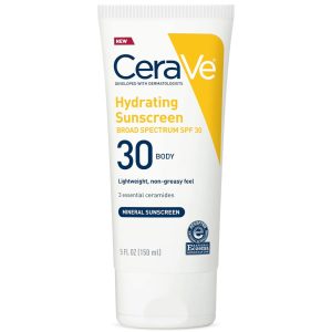 LOREAL USA CeraVe® Hydrating Mineral Sunscreen for Body SPF 30, 5-ounce Tube 60600051499