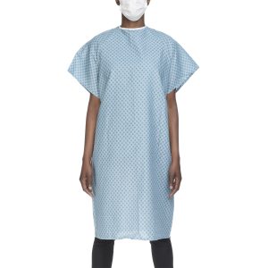LEW JAN TEXTILE Reusable Patient Exam Gown, One Size Fits Most, Blue V61-0100PT