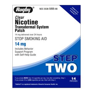MAJOR PHARMACEUTICALS Rugby® Clear Nicotine Transdermal System Patch Stop Smoking Aid, 14 mg 00536589588