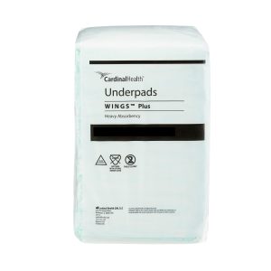 CARDINAL Wings Plus Underpads, Disposable, Heavy Absorbency, Beige, 36 X 36 Inch 968