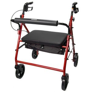 MCKESSON BRAND McKesson Bariatric Red Folding Steel Four-Wheel Rollator 146-10216RD-1
