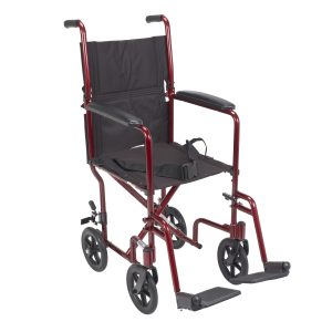 DRIVE DEVILBISS HEALTHCARE drive™ Transport Chair, Red, 17-Inch Seat Width ATC17-RD