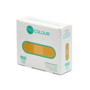 TRU-COLOUR PRODUCTS LLC Tru-Colour Skin Tone Shade Fabric Bandage Adhesive Strips – Beige, 1 x 3 Inch TCB-ALS100