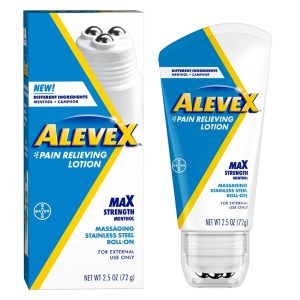 BAYER Aleve X Pain Relieving Lotion Max Strength Menthol, 2½-ounce roll-on bottle 00280005001