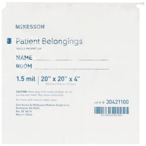 MCKESSON BRAND McKesson Patient Belongings Bag, White 30421100