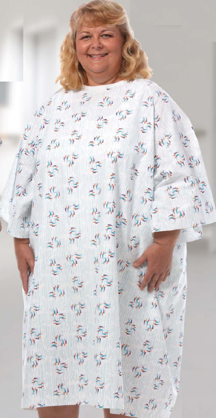 FASHION SEAL UNIFORMS Reusable Patient Gown, Fits up to 5X-Large, Raindrops Print 735-NS