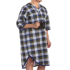SALK INC Snap Wrap™ Patient Exam Gown, Blue Plaid Print 500BP