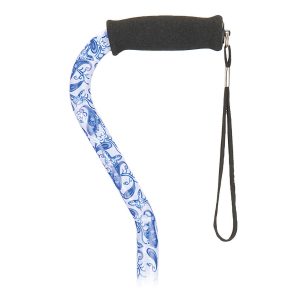 Nova Ortho-Med Offset Cane, 30 to 39 Inch Height, Blue Porcelain Pattern 1070CH