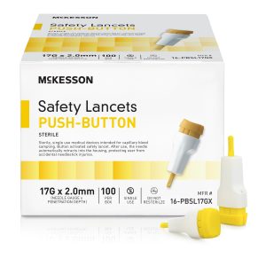MCKESSON BRAND McKesson Push Button Safety Lancet, 17G x 2.0mm 16-PBSL17GX