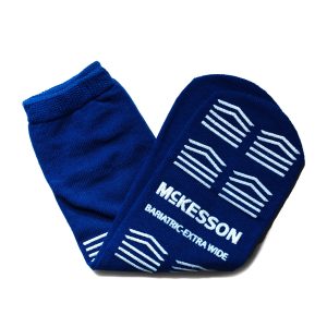 MCKESSON BRAND McKesson Slipper Socks, Single Tread, Bariatric, Extra Wide, Kingfisher Blue 16-BXW-SCE4