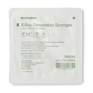 MCKESSON BRAND McKesson Sterile X-ray Detectable Gauze Sponge, 4 x 4 Inch, 16-Ply 16-42446