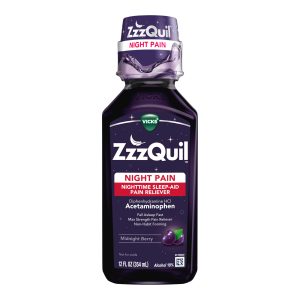 PROCTER & GAMBLE ZzzQuil Night Pain Nighttime Sleep-Aid Pain Reliever Liquid, Midnight Berry 32390004089