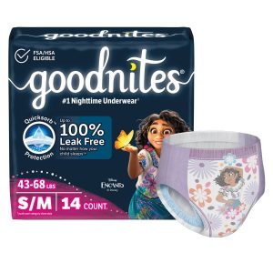 KIMBERLY CLARK Goodnites® Heavy Absorbency Nighttime Underwear, S/M for Girls 43 – 68 lbs. 41314