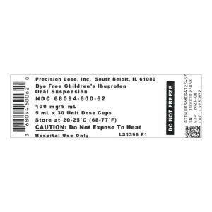 PRECISION DOSE INC PrecisionDose™ Children's Ibuprofen Oral Suspension, 5 mL cup 68094060062