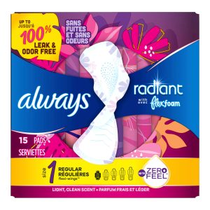PROCTER & GAMBLE Always® Radiant Regular Pads, Size 1 03700095334
