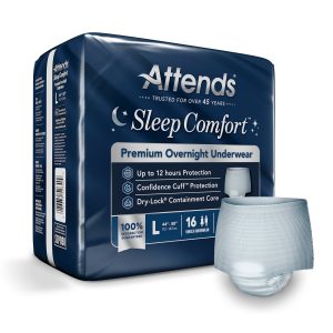 ATTENDS HEALTHCARE PRODUCTS Attends® Sleep Comfort Premium Overnight Underwear, Large, 44 – 58 Inches SCPO30