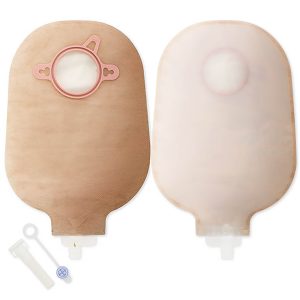HOLLISTER New Image™ Two-Piece Transparent Urostomy Pouch, 57 mm Flange, Red Color Match 18403