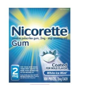 GLAXO CONSUMER PRODUCTS Nicorette® Stop Smoking Aid Gum 2 mg White Ice Mint 00135047402