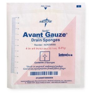 MEDLINE Avant Gauze® Drain Sponge, 4 x 4 inch, 6-Ply NON256000