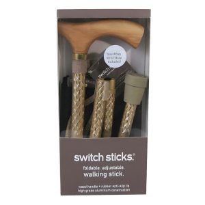 MABIS HEALTHCARE Switch Sticks® Folding Cane, Pearl Gold, 32 to 37 Inch Height 502-2000-5202