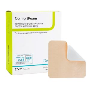 SION BRANDS LLC ComfortFoam™ Silicone Adhesive without Border Silicone Foam Dressing, 2 x 2 Inch 44220